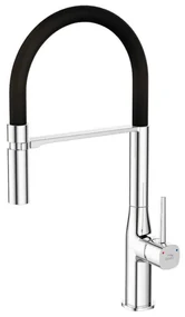 Baterie chiuveta bucatarie cu pipa flexibila Laveo POLLA, negru-crom