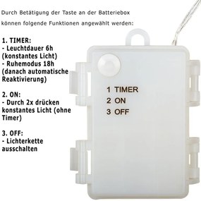 Set de 2 bucăți fire luminoase, 50 LED, alb cald