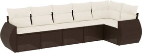 vidaXL Set canapele de grădină cu perne, 6 piese, maro, poliratan