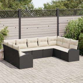 vidaXL Set de canapele pentru grădină 9 pcs Negru Rattan poli