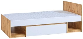 Pat de o persoană typ AR9 90x195 cm Alishia (alb + stejar wotan). 1040732