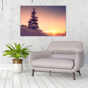 Tablou cu copac înzăpezit pe luncă (90x60 cm)