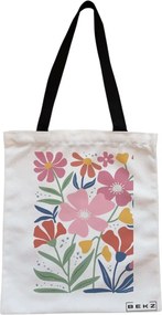 Sacosa de Panza pentru Cumparaturi, Geanta Tote, Boho Style 16, Cu fermoar, 38x34.5 cm, Alba, BEKZ®