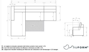 Colțar modular bej extensibil/cu spațiu de depozitare (cu colț pe partea stângă) Lulu – Miuform