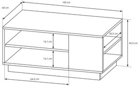 Măsuță de cafea Three G (Stejar craft auriu + Alb). 1071394
