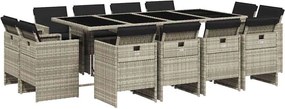 vidaXL Set mobilier de grădină cu perne 13 piese gri deschis poliratan