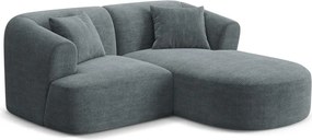 Colțar gri închis cu tapițerie din catifea reiată (cu colț pe partea dreaptă/cu șezlong) Campi – Cosmopolitan Design