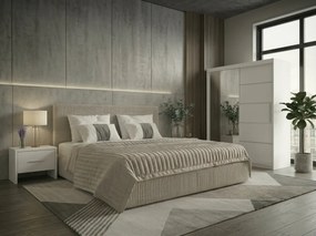 Set dormitor Malibu Bej cu dulap Atlantic 150 cm Alb