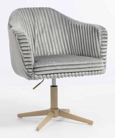 HR832CROSS Scaun Gri Teddy Cord cu Bază Aurie