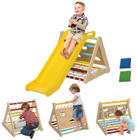 AIYAPLAY Set 5 în 1 pentru Cățărat pentru Copii cu Triunghi Montessori cu Frânghie, 119x63x61 cm, Multicolor | Aosom Romania