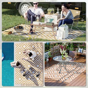 Outsunny Covor de Exterior pentru Balcon și Terasă, Rezistent la Raze UV, 182x274 cm, Maro și Alb | Aosom Romania