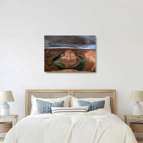Tablou pe sticlă cu lac în stânci (70x50 cm)