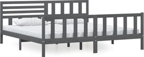 vidaXL Cadru de pat, gri, 200x200 cm, lemn masiv