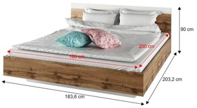Set dormitor (pat 180x200 cm), stejar wotan/ alb, GABRIELA NEW