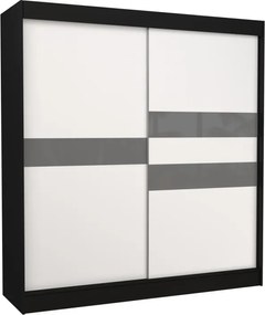 Dulap cu usi glisante 200x215 cm, Batia, ADRK Furniture (Culoare: Sonoma / Ciocolată Lacobel)