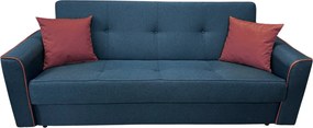 Canapea VERA extensibila, 3 locuri, lada de depozitare, stofa bleumarin + rosu bordo, 225x90x90 Bleumarin + Rosu Bordo, Stofa