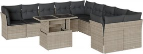 vidaXL Set canapele de grădină cu perne, 11 piese, gri, poliratan