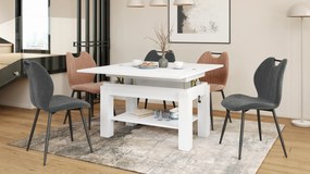 Mazzoni BRAWO Alb - MĂSUȚĂ DE CAFEA CU BLAT EXTENSIBIL ȘI RIDICABIL MASĂ CU RAFT