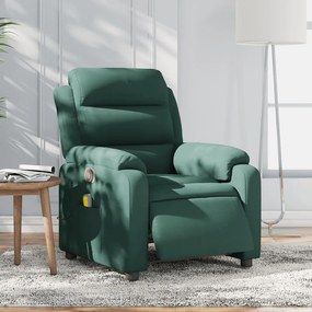 vidaXL Fotoliu electric de masaj rabatabil, verde închis, catifea