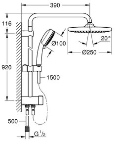 Coloana de dus cu comutator, culoare crom, Grohe New Tempesta Cosmopolitan