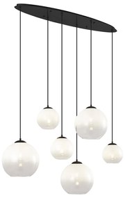 Lampă suspendată modernă neagră cu sticlă albă dreptunghiulară cu 6 lumini - Misty