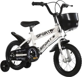 Bicicleta copii 14 inch cu roti ajutatoare si frane C-brake, NBW, 3-5 ani, Alb