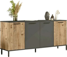 Comoda RL4-AA, gri/stejar, PAL melaminat, 160x40x72 cm