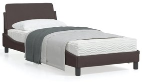 373068 vidaXL Cadru de pat cu tăblie, maro închis, 80x200 cm, textil