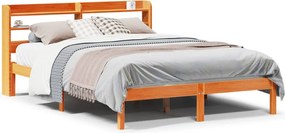 vidaXL Cadru de pat cu tăblie, maro ceruit, 140x190 cm, lemn masiv pin
