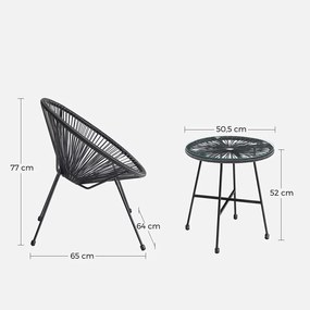 SEGN4 - Set Masa si scaune gradina, terasa, balcon, veranda, spatiu verde - Negre