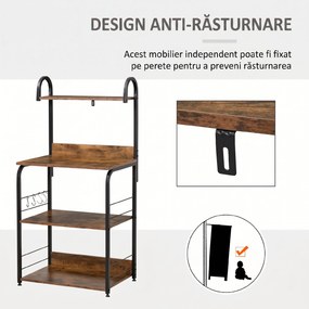 HOMCOM Dulap cu Rafturi pentru Bucătărie, Etajeră Spațioasă 60x40x125 cm, Design Modern, Soluție Depozitare Eficientă | Aosom Romania