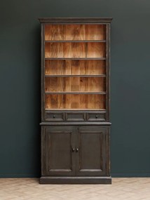 Biblioteca din lemn de mango, cu 6 rafturi, un sertar si 2 usi, cu aspect vintage, Valmore