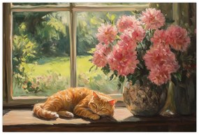 Tablou - Pisică la fereastră (90x60 cm)