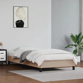 346891 vidaXL Cadru de pat, cappuccino, 100x200 cm, piele ecologică