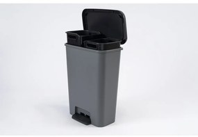 Coș cu pedală din plastic pentru sortare deșeuri 23+23 l Compatta - Curver