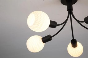 Lustra aplicata metal negru, sticla opal Nova 5L