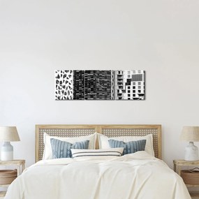 Tablou cu arhitectura alb neagră (cu ceas) (90x30 cm)