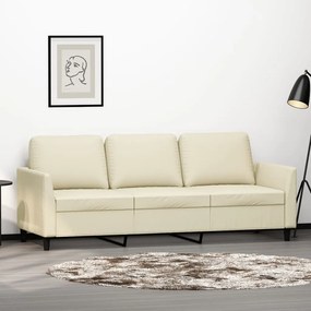 vidaXL Canapea cu 3 locuri, crem, 180 cm, piele ecologică