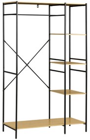HOMCOM Penderie suport pentru haine de stil industrial din metal cu grindă și 4 rafturi, dim. 100L x 46L x 170,5H cm | Aosom Romania