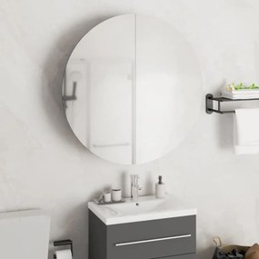345589 vidaXL Dulap de baie cu oglindă rotundă și LED, gri, 54x54x17,5 cm