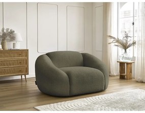 Fotoliu verde cu tapițerie din țesătură bouclé Tina – Bobochic Paris