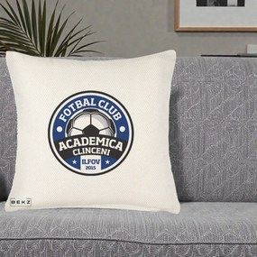 Perna Personalizata Academica Clinceni Fotbal Club, 40x40 cm, Crem Reliefat, Husa Detasabila, Perna Inclusa, BEKZ®