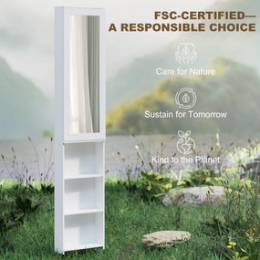 HOMCOM Dulap pliabil pentru masă de călcat cu ușă rafturi interne oglindă Economisitor de spațiu Masă de călcat pentru îngrijirea rufelor 106x35x174 cm Alb | Aosom Romania