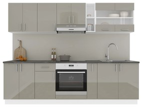 Set haaus V19, Gri Lucios/Alb, MDF, Blat Thermo 28 mm, L 260 cm