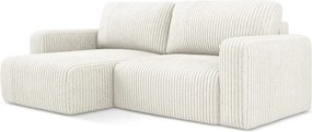 Colțar crem extensibil/cu spațiu de depozitare cu tapițerie din catifea reiată (cu colț pe partea stângă/cu șezlong) Kona – Makamii