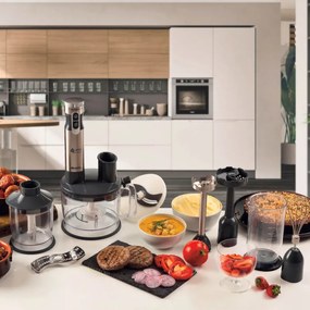 Resigilat: Set blender, mixer, tocator 7in1 Ariete 4 BLADES 0898/11, 1000W, 10 viteze, 7 functii, Turbo, Negru/Inox