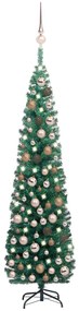 Set pom Craciun artificial subtire LED-urigloburi verde 180 cm 1, green and rose, 180 cm