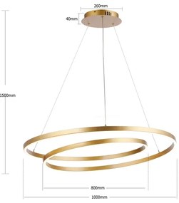 Brilagi-LED Lustra suspendată TWISTER compatibilă cu dimmer, LED 105W, 230V, Ø 100 cm, aurie, cu telecomandă