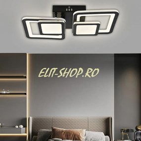 Lustra Led Cu Telecomanda, Elit's Verdad, 2 Patrate,100 w, Neagra