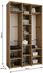 Dulap de haine 140 cm Carmela 40-2 (alb + Auriu). 1126562